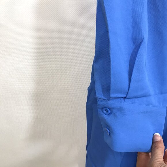 XXL Jumpsuit Long Sleeve Wide Leg Pockets Blue - Picture 7 of 10